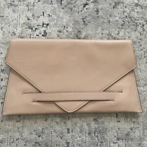 Made in Italy cream leather envelope clutch